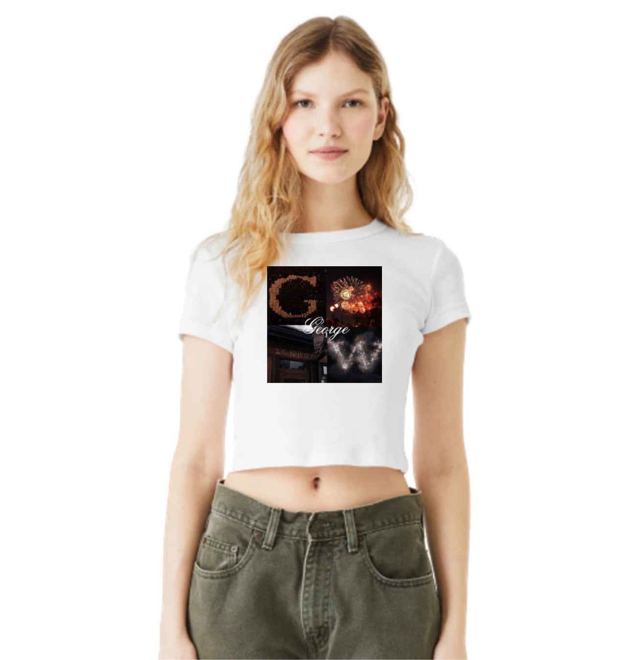 George collage baby tee